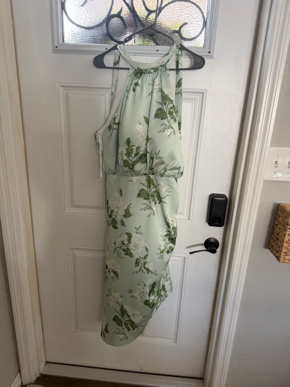 Sage Green Floral Halter Midi Dress